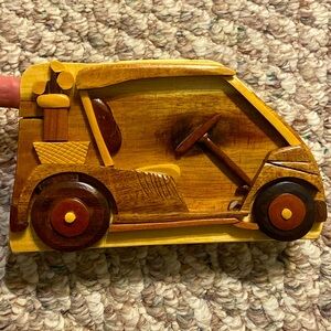 COPY - Beautiful Carver Dan’s Wood Puzzle Trinket Box Golf Cart Handcrafted